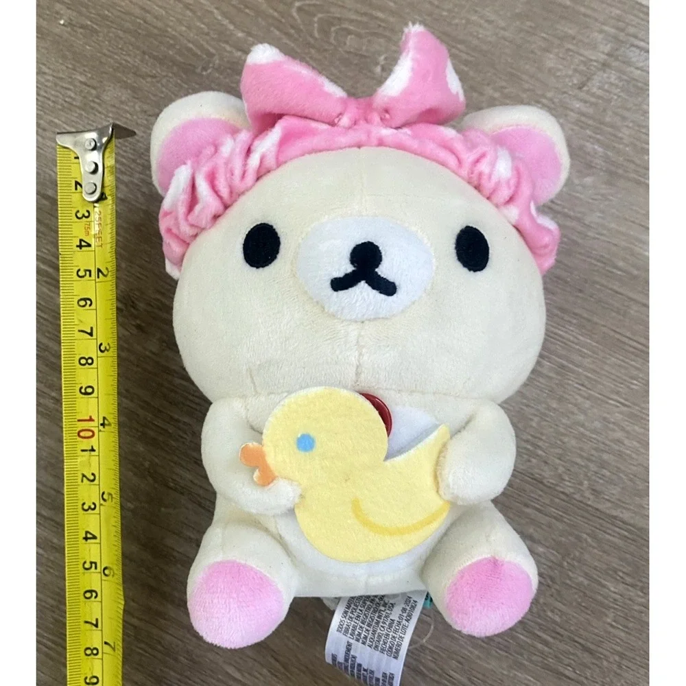 6" HTF San-X Rilakkuma Spa Plush Korilakkuma‎ Small Duckie Headband Pink Duck - Picture 2 of 5